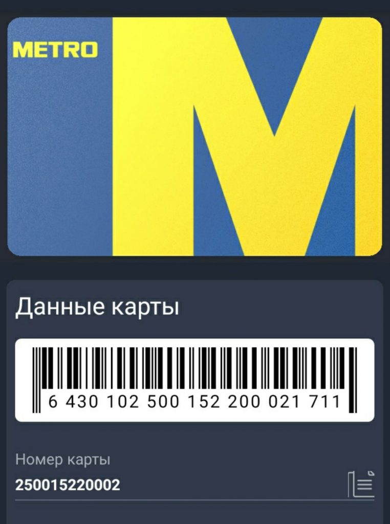 Скидочная карта Метро